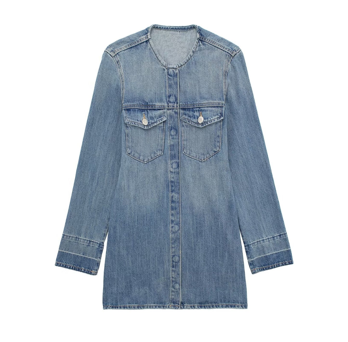 Denim Women Spring Autumn Clothing Retro Long Sleeve Loose Casual Dress
