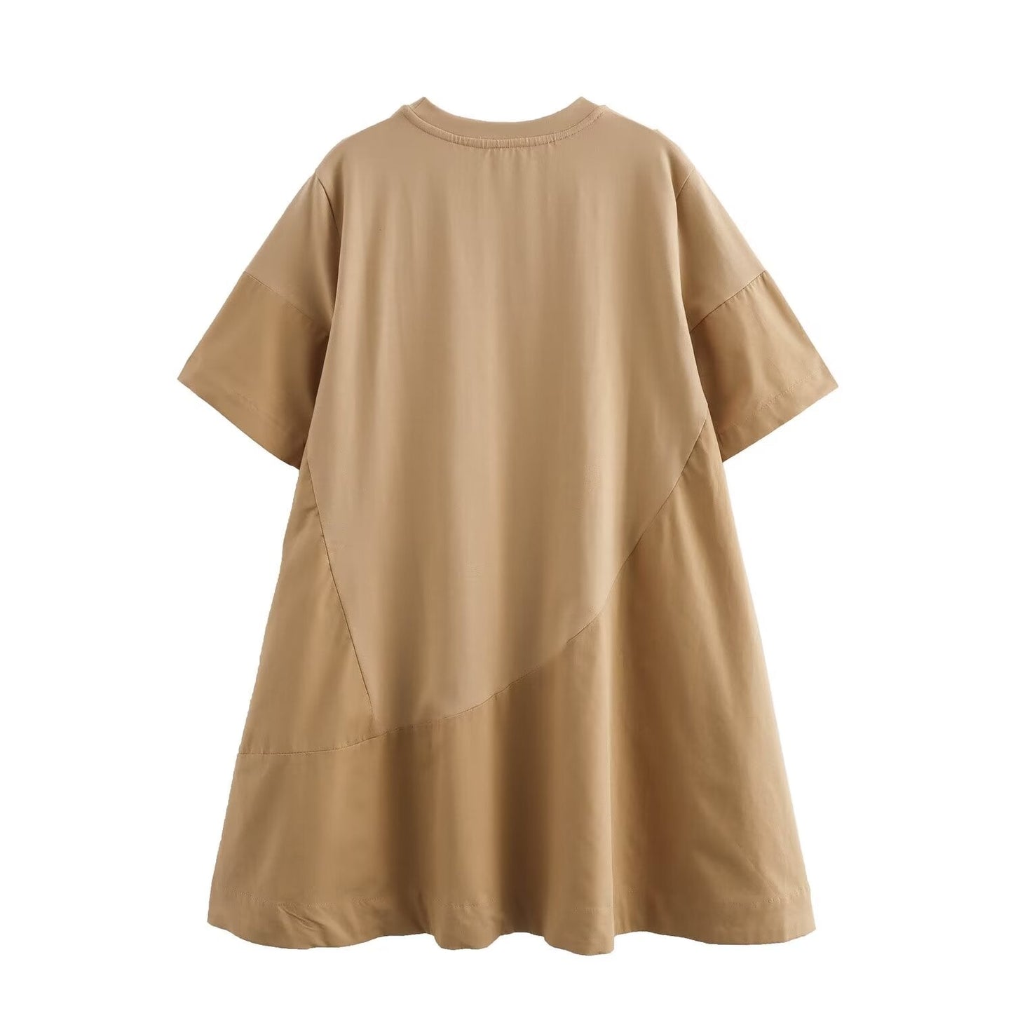 Summer Full Cotton Casual Version Round Neck A line Dress T shirt Dress