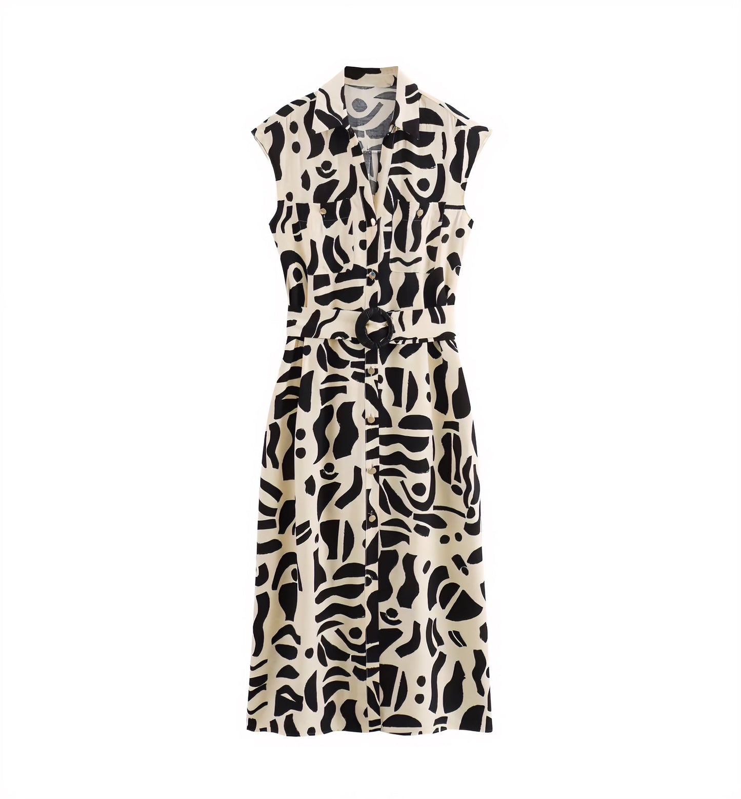 Summer Women Clothing Simple Printed Shirt Dress