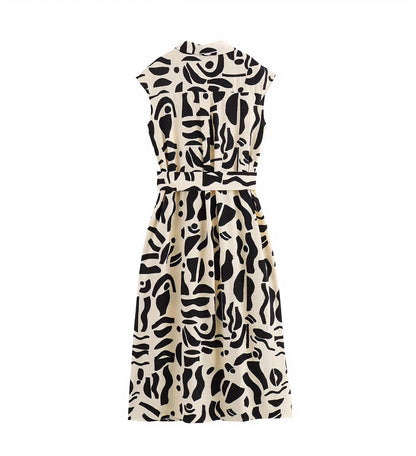 Summer Women Clothing Simple Printed Shirt Dress