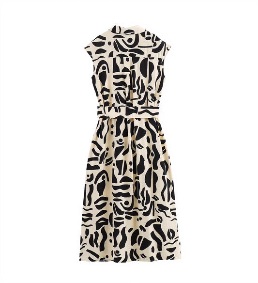 Summer Women Clothing Simple Printed Shirt Dress