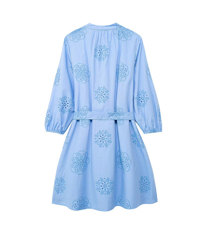 Spring Women Clothing Casual Adhesive Embroidery Decorative Poplin Dress