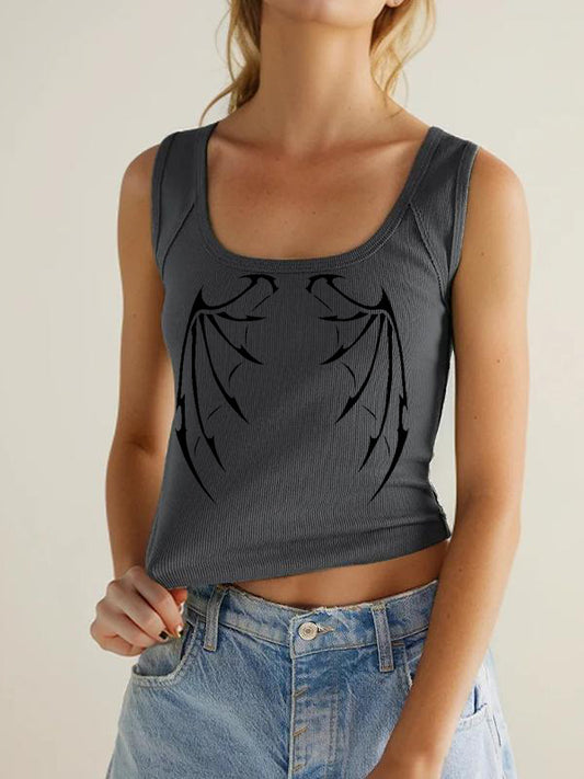 Crewneck Casual Slim Grey Tank Top
