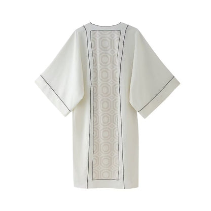 Women Simple Linen Asymmetric Long Sleeve Casual Dress