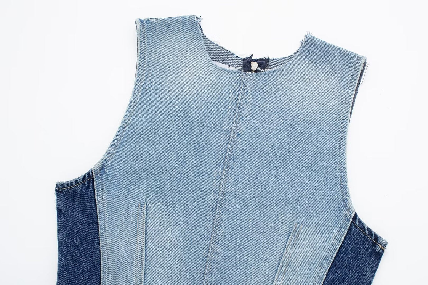 Street Sexy Casual Patchwork Denim Dress Contrast Color Vest Dress