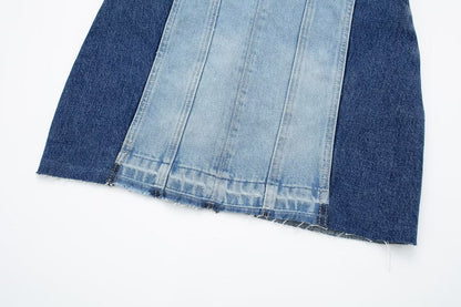 Street Sexy Casual Patchwork Denim Dress Contrast Color Vest Dress