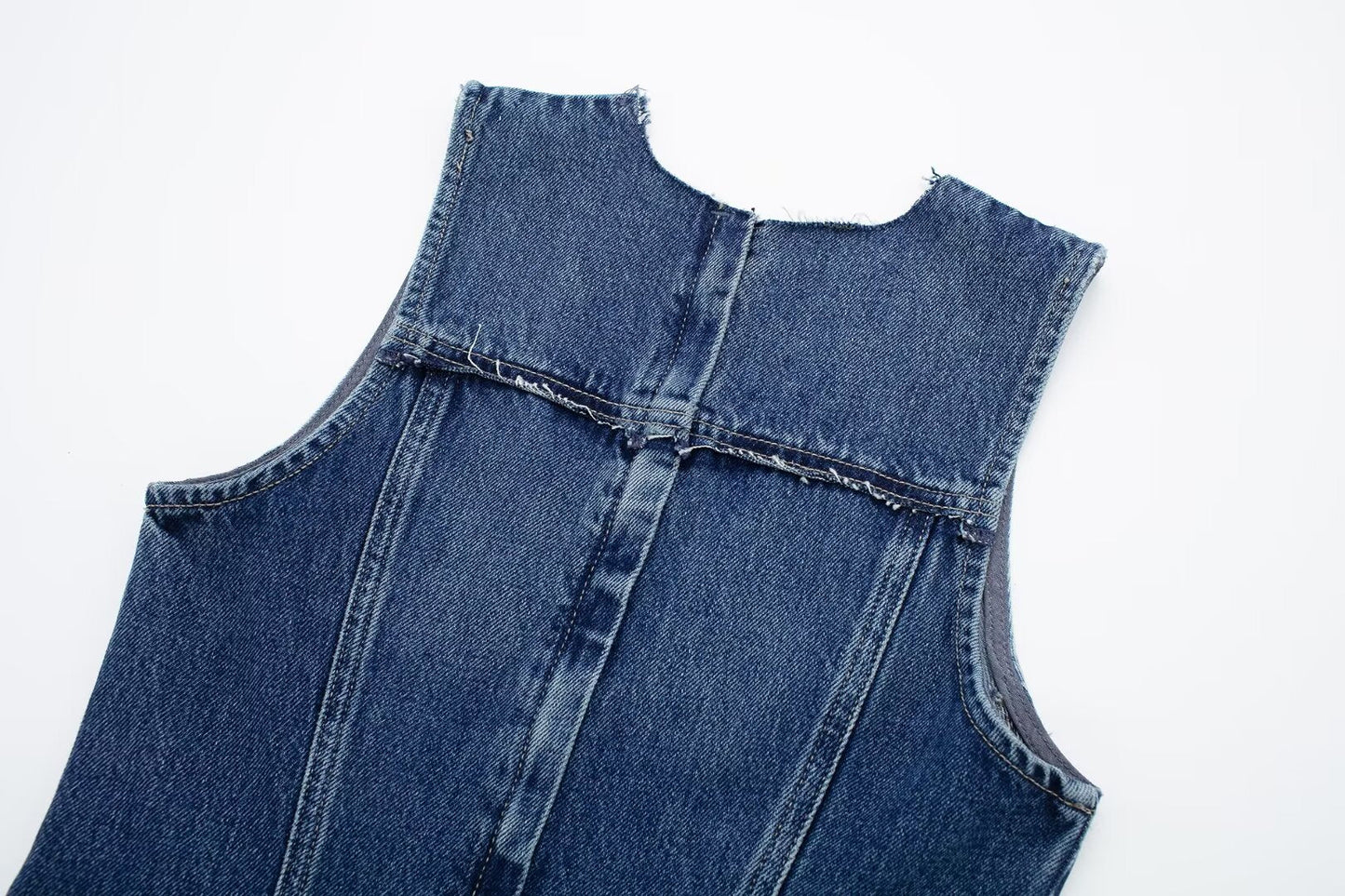 Street Sexy Casual Patchwork Denim Dress Contrast Color Vest Dress