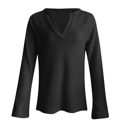 Waffle V-Neck Tops