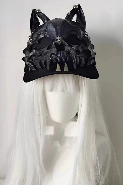 Gothic Wolf Ear Tusk Devil Horn Y2K Punk Hat