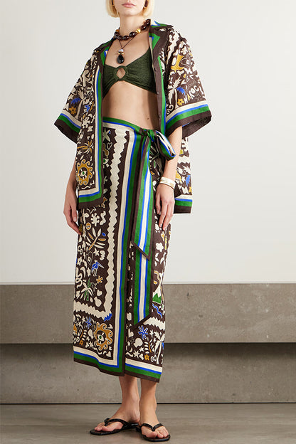 Moroccan Oversized Printed Shirt Dress Set