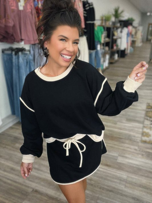 Ladies Autumn Suit Fresh Loose Multicolor Cotton Sweater Imitation Skirt Shorts