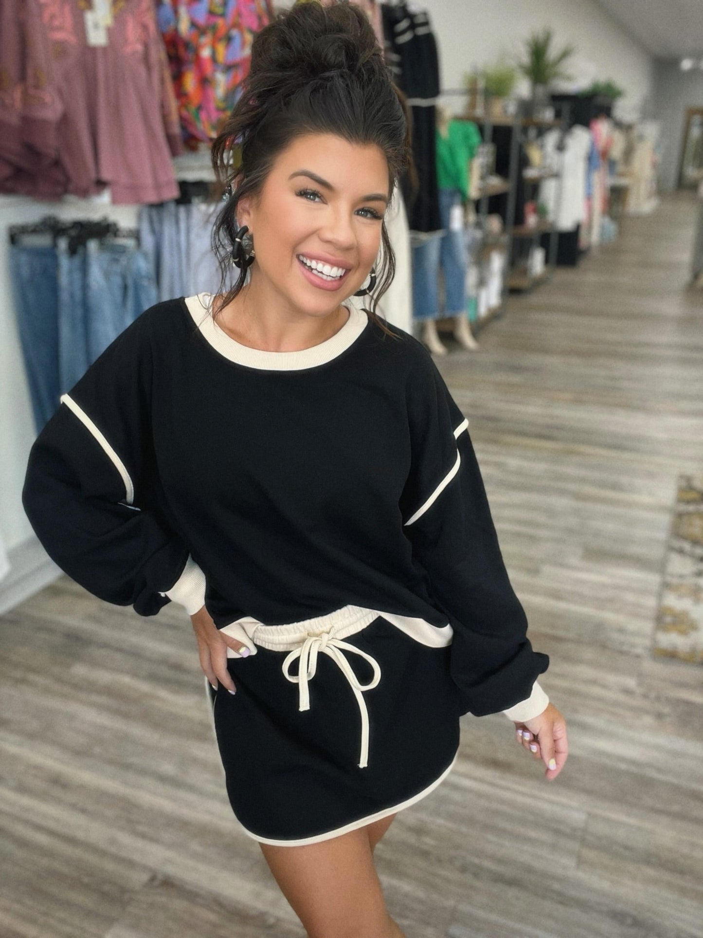 Ladies Autumn Suit Fresh Loose Multicolor Cotton Sweater Imitation Skirt Shorts