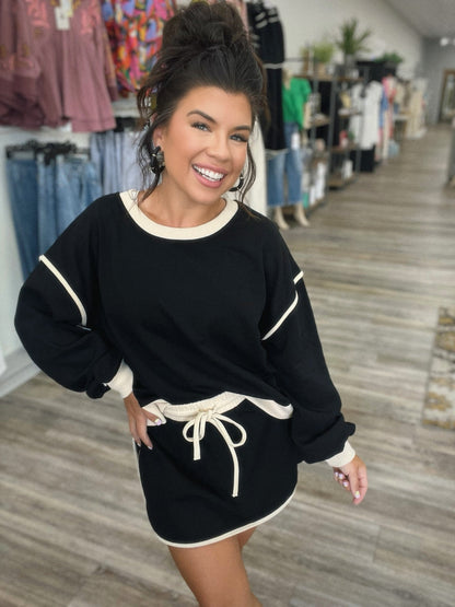 Ladies Autumn Suit Fresh Loose Multicolor Cotton Sweater Imitation Skirt Shorts