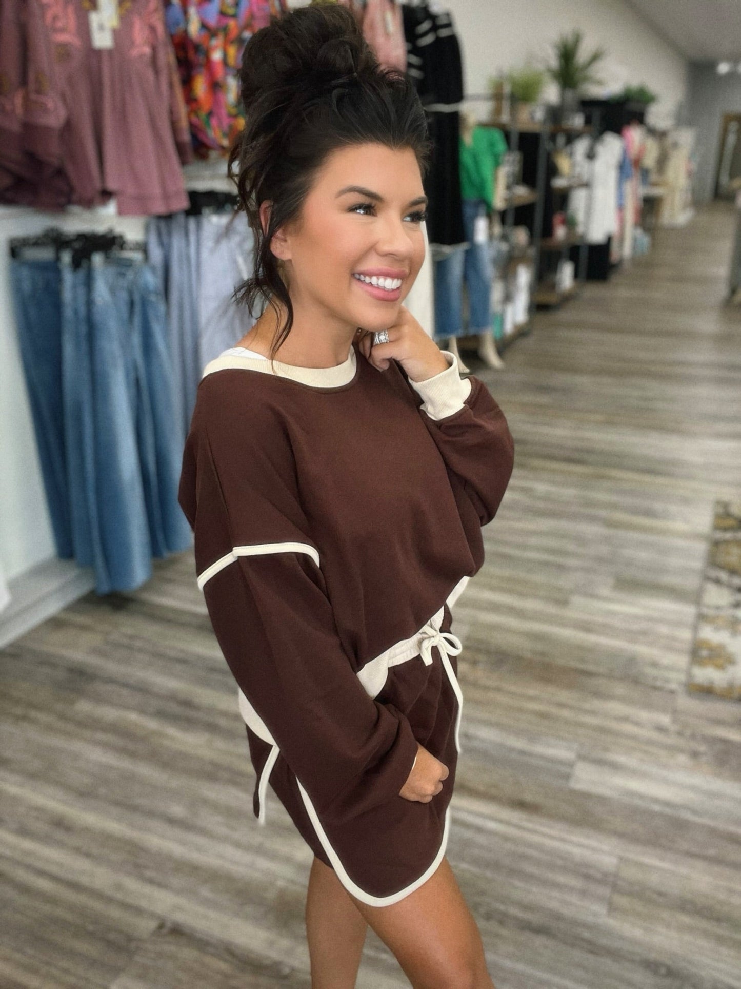 Ladies Autumn Suit Fresh Loose Multicolor Cotton Sweater Imitation Skirt Shorts