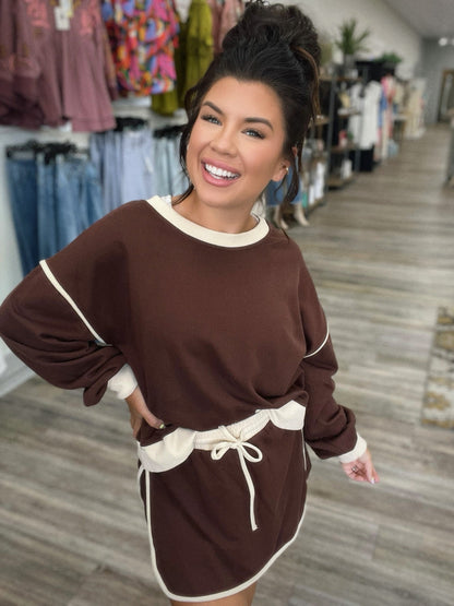 Ladies Autumn Suit Fresh Loose Multicolor Cotton Sweater Imitation Skirt Shorts