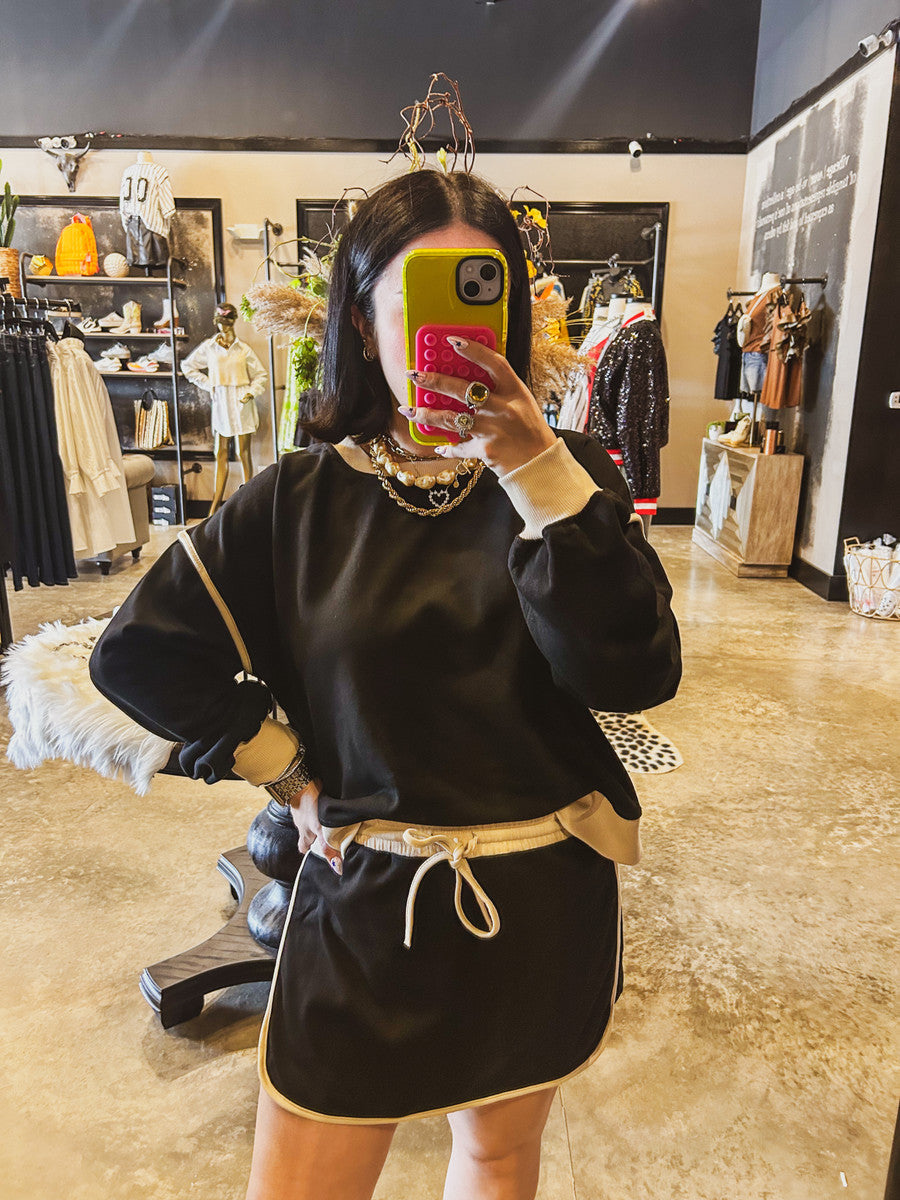 Ladies Autumn Suit Fresh Loose Multicolor Cotton Sweater Imitation Skirt Shorts