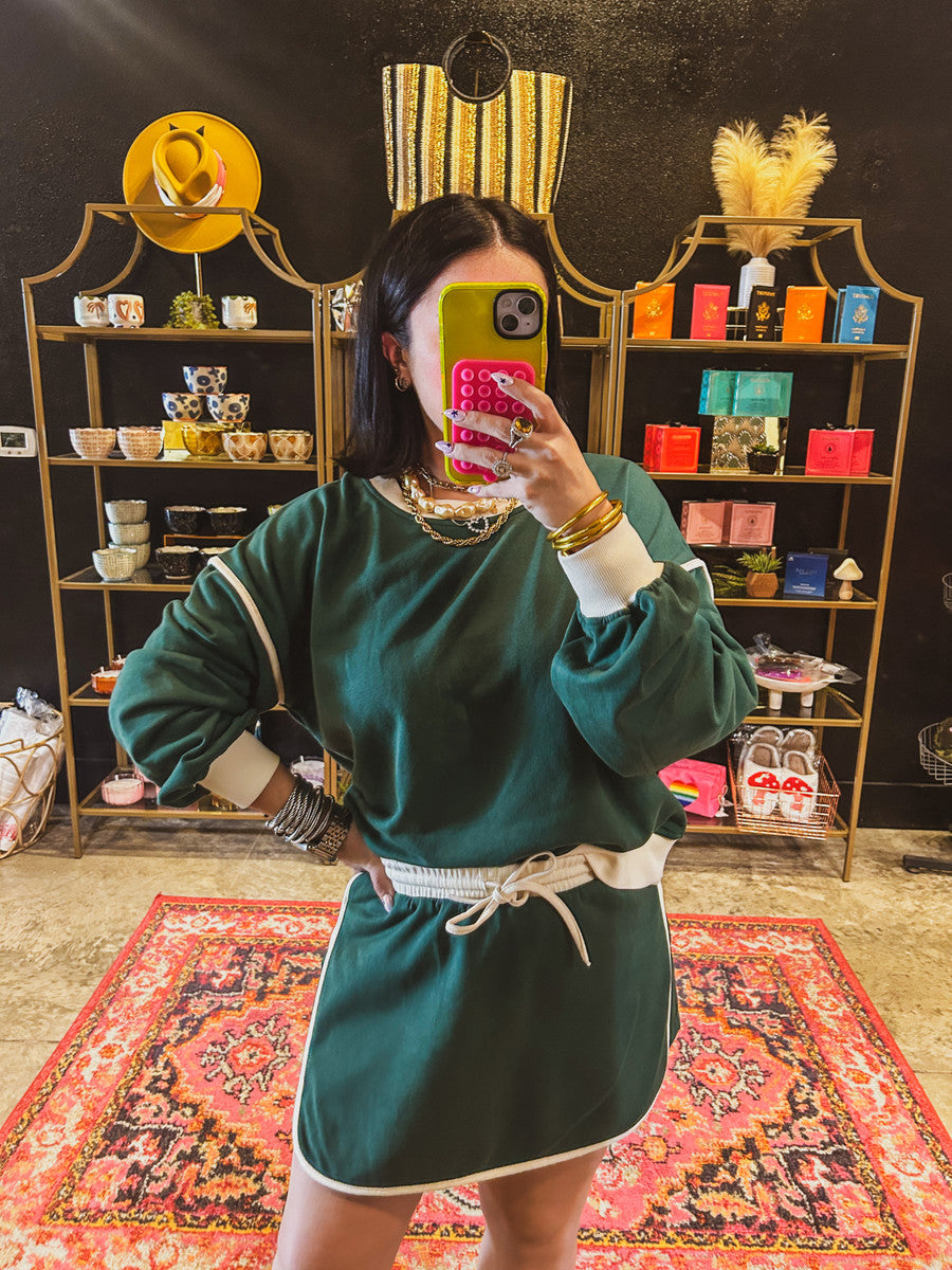 Ladies Autumn Suit Fresh Loose Multicolor Cotton Sweater Imitation Skirt Shorts