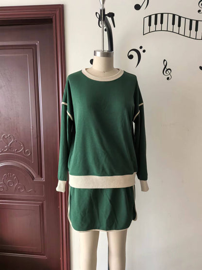 Ladies Autumn Suit Fresh Loose Multicolor Cotton Sweater Imitation Skirt Shorts