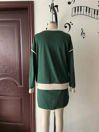 Ladies Autumn Suit Fresh Loose Multicolor Cotton Sweater Imitation Skirt Shorts