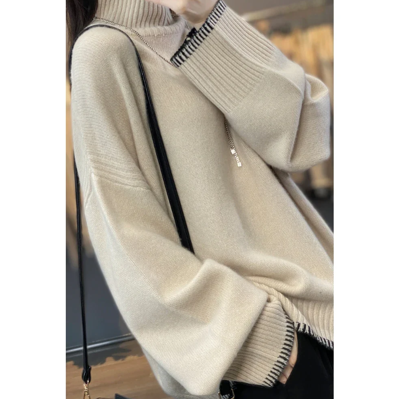 Jersey de punto suave y holgado para mujer, fácil de usar | Ideal para otoño/invierno