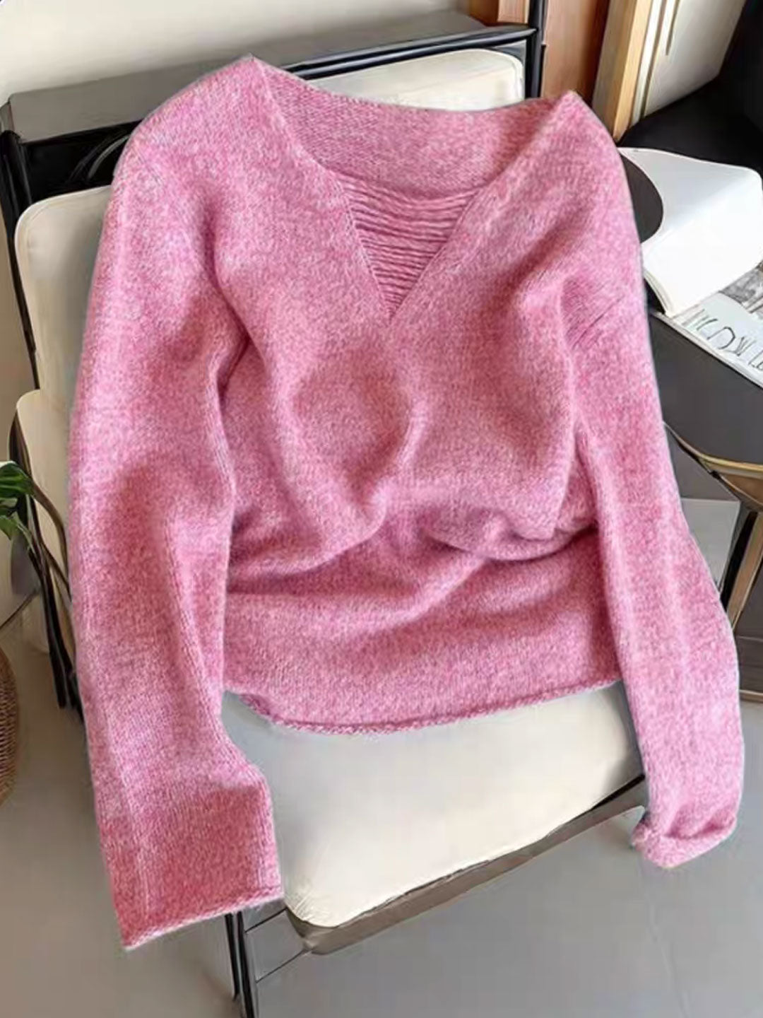 Mia Casual Crew Neck Hollow Knitted Top