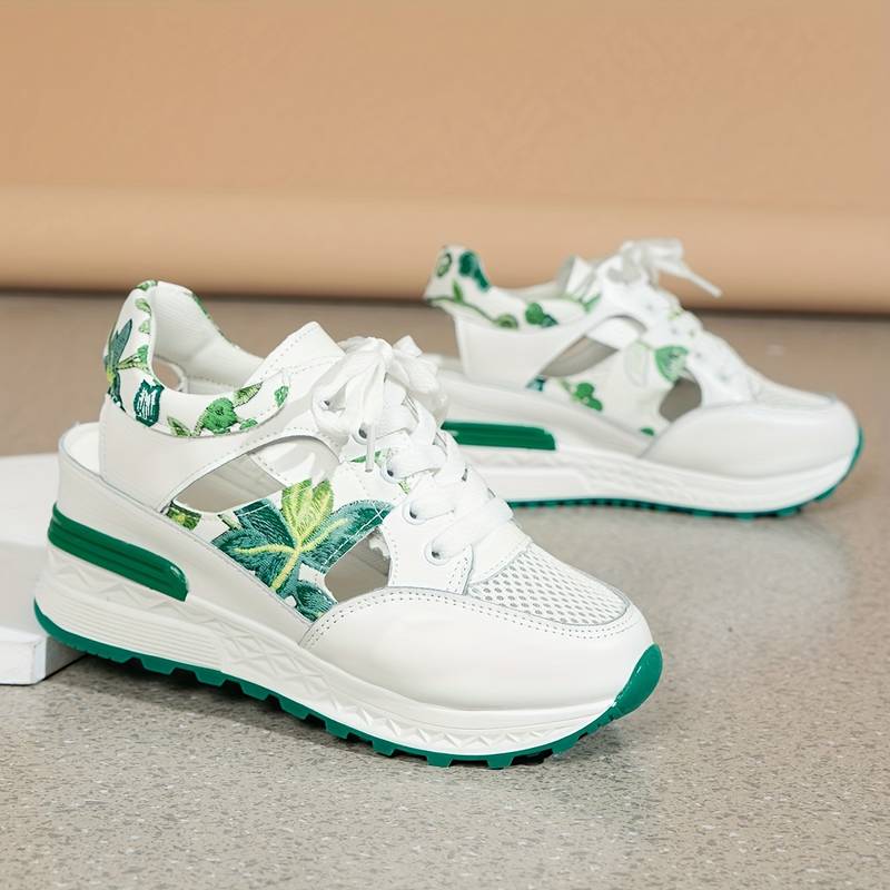 Women’s Stylish Floral Platform Sneakers with Cutout Design | Ideal for All Seasons