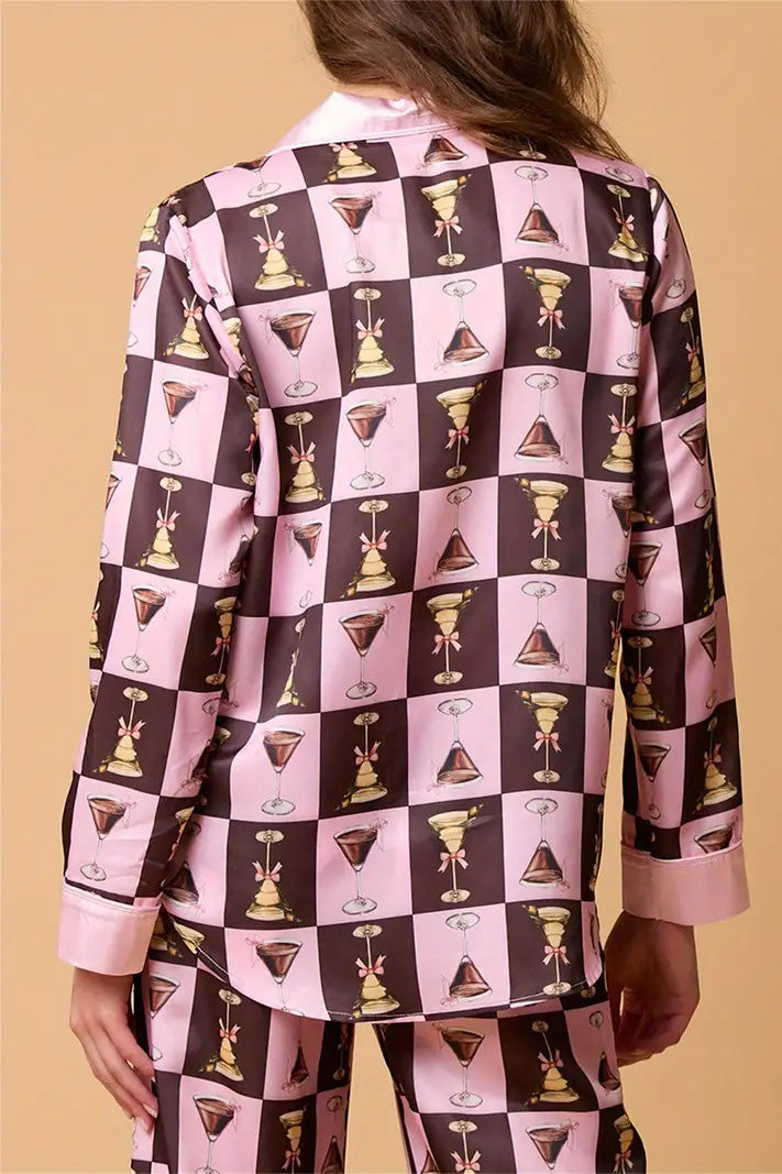 Conjunto de pijama con estampado de rayas navideñas