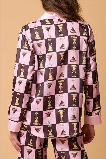 Conjunto de pijama con estampado de rayas navideñas