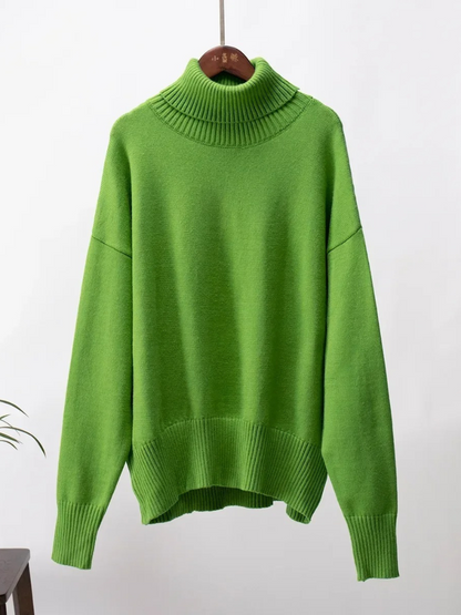 Jersey de cuello alto transpirable de gran tamaño para mujer | Ideal para otoño/invierno