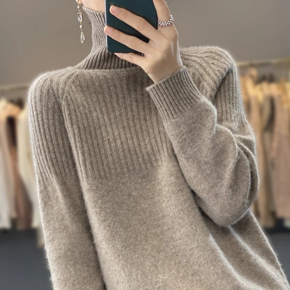 Suéter de cuello alto acanalado para mujer | Ideal para otoño/invierno