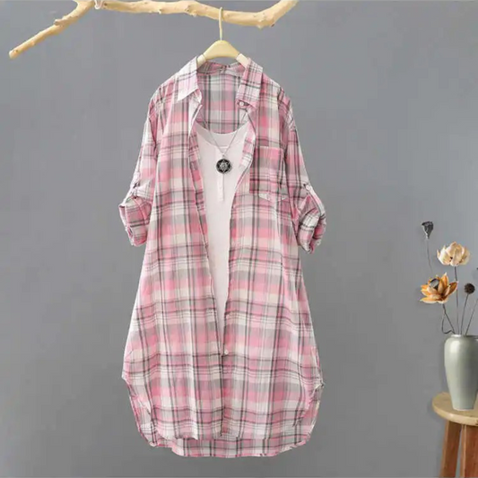 Blusa de franela a cuadros de moda para mujer | Ideal para primavera/verano