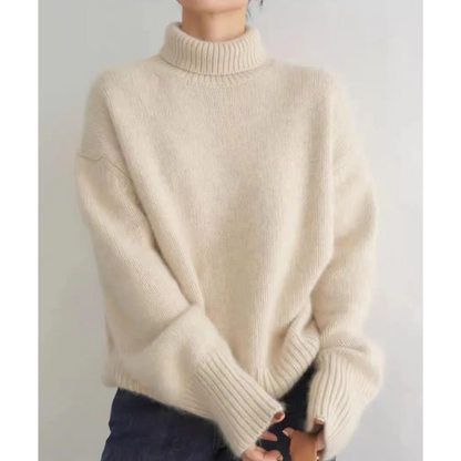 Jersey de punto de cuello alto de corte holgado para mujer | Ideal para otoño/invierno