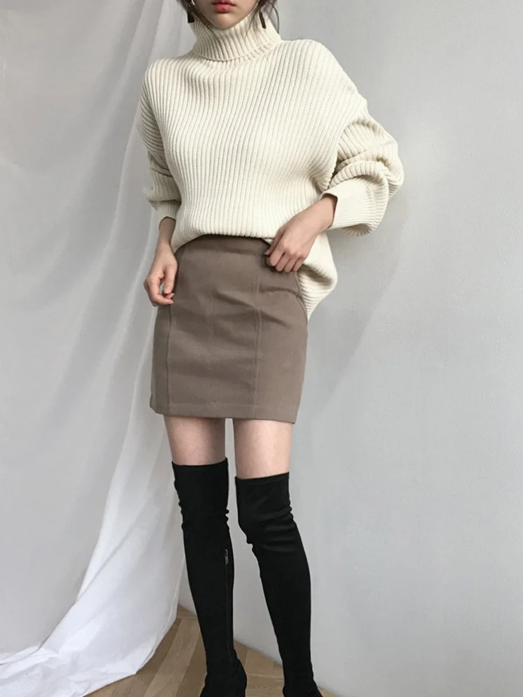Jersey de cuello alto extragrande con forro grueso para mujer | Ideal para otoño/invierno
