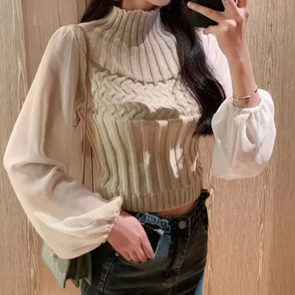 Chaleco de punto moderno para mujer con mangas transparentes | Ideal para otoño/invierno