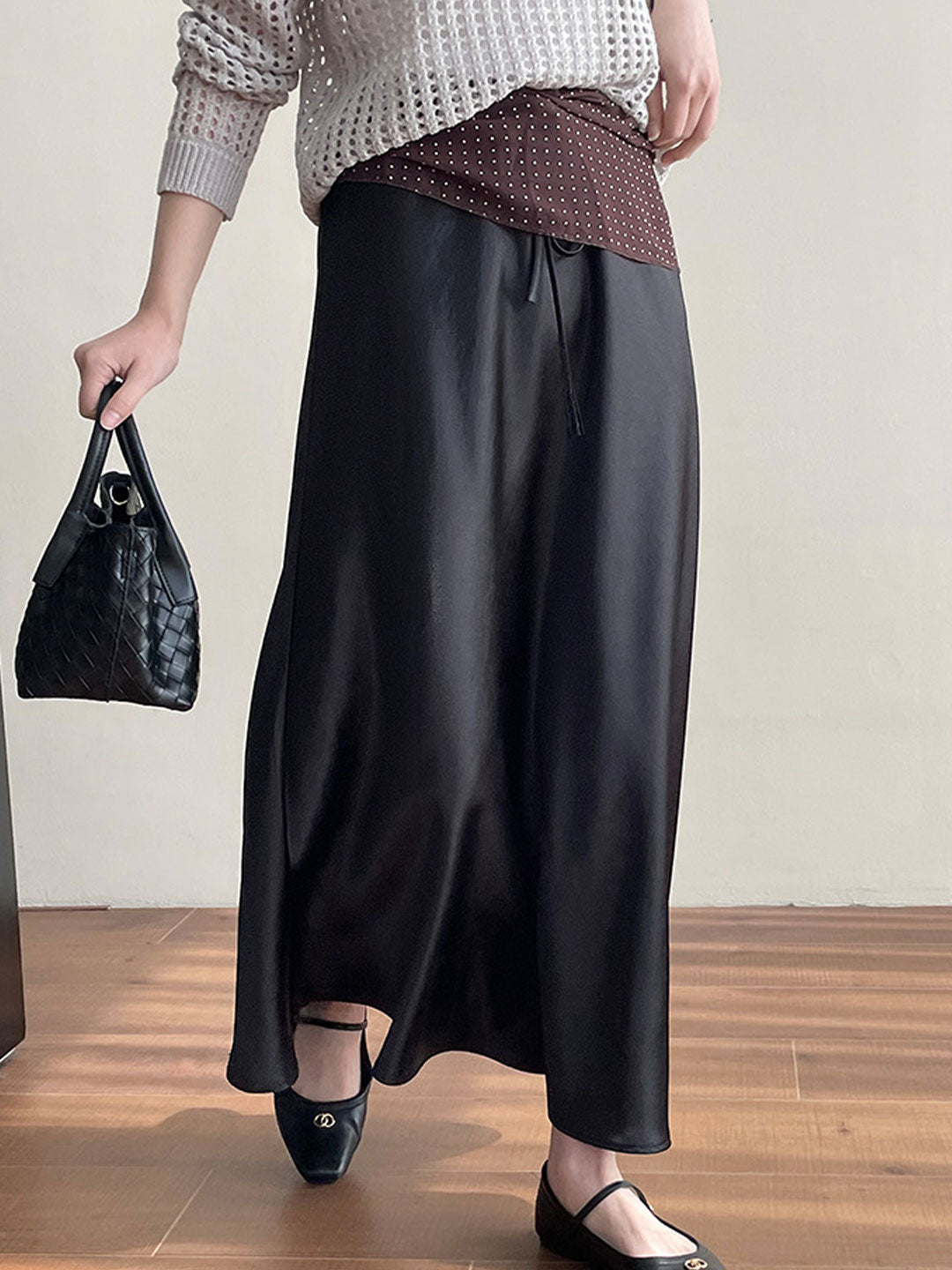 Mary Elegant Solid Color Satin Skirt