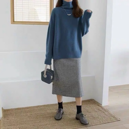 Jersey de cuello alto de punto suave y extragrande para mujer | Ideal para otoño/invierno