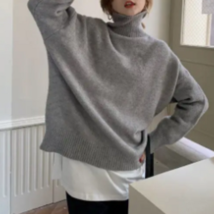 Jersey de punto holgado y suave con cuello alto para mujer | Ideal para otoño/invierno