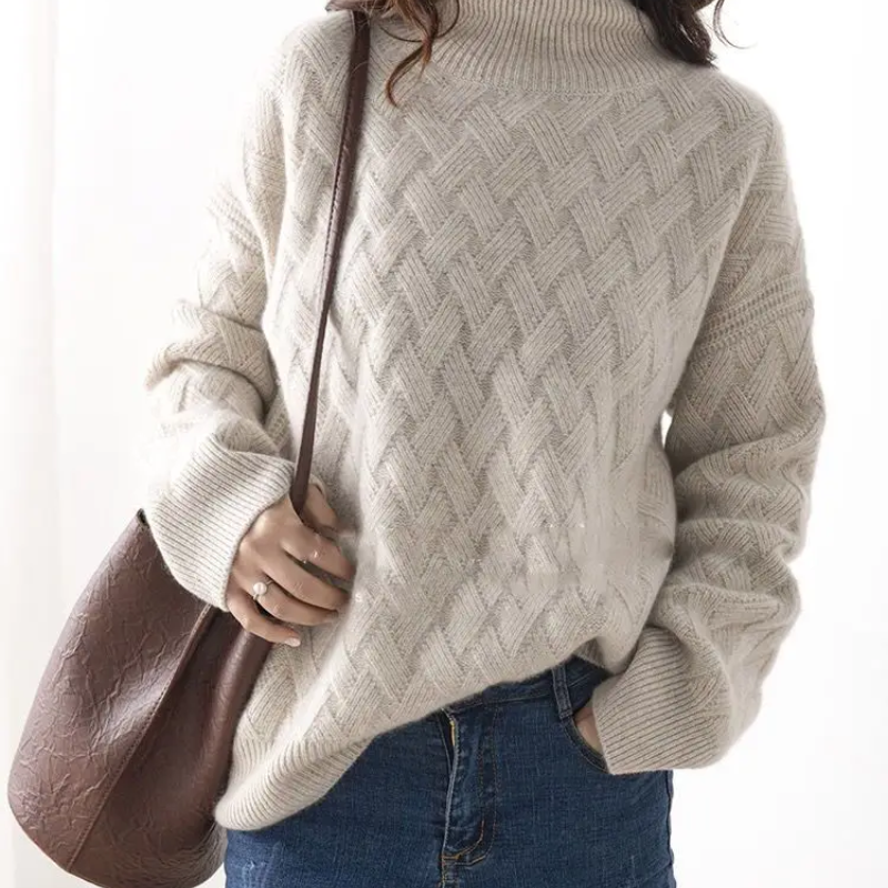 Jersey de punto grueso y moderno para mujer con estampado en zigzag | Ideal para otoño/invierno