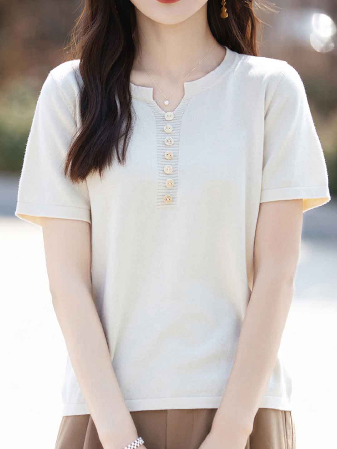 Julia Crew Neck Solid Color Knitted Top-Yellow