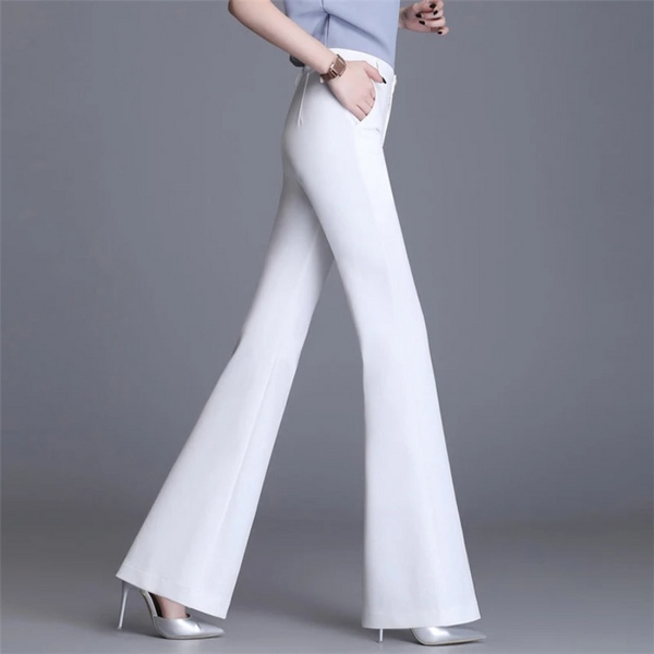 Women's Elegant Tight Fit High Waisted Flared Trousers | Ideal for All Seasons
