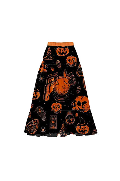 Conjunto de bikini con estampado de calavera y calabaza de Halloween