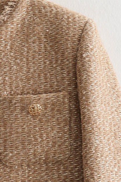 Tweed Single Breasted Short Coat