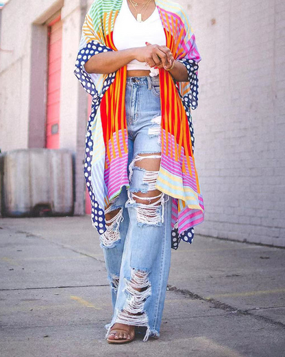 Straight-Leg Ripped Jeans