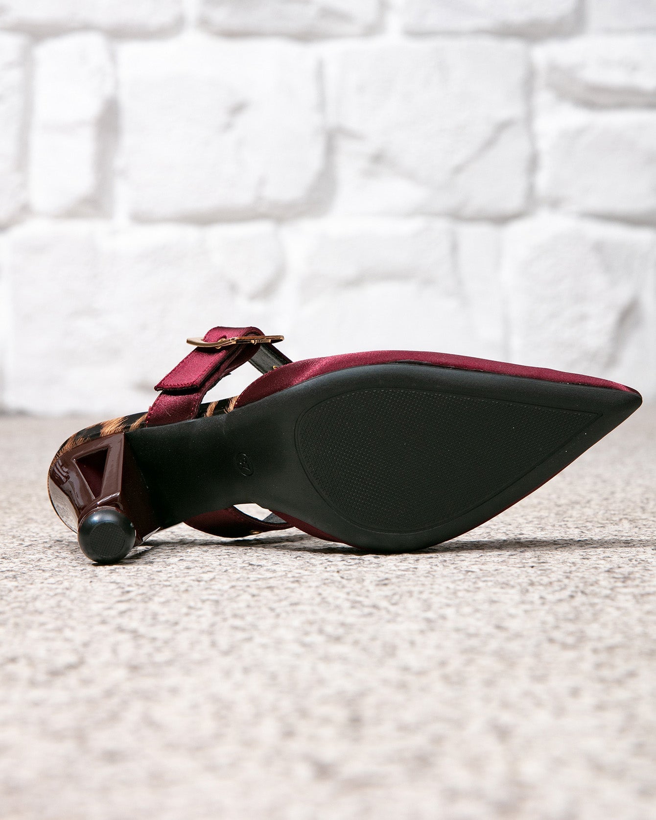 Burgundy High-Heeled Pointed Sandals