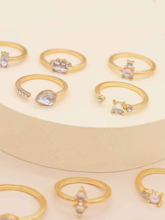 12pcs Rhinestone Decor Ring for Women
