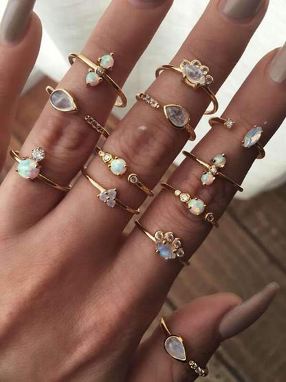 12pcs Rhinestone Decor Ring for Women