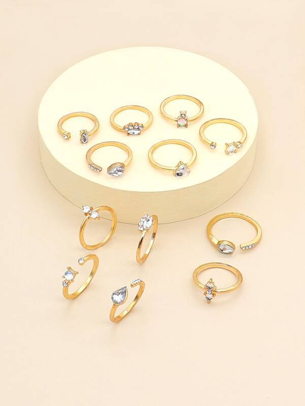 12pcs Rhinestone Decor Ring for Women
