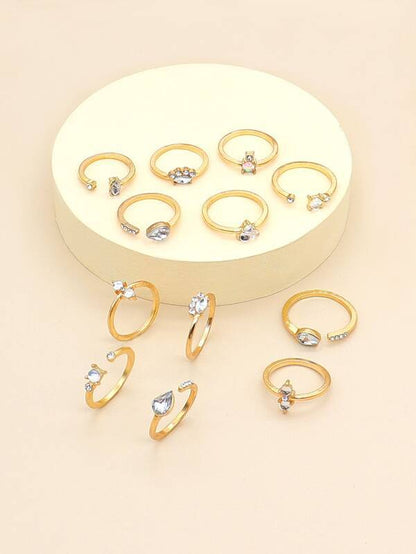 12pcs Rhinestone Decor Ring for Women