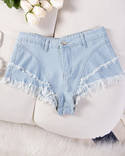 Casual High Waisted Denim Shorts