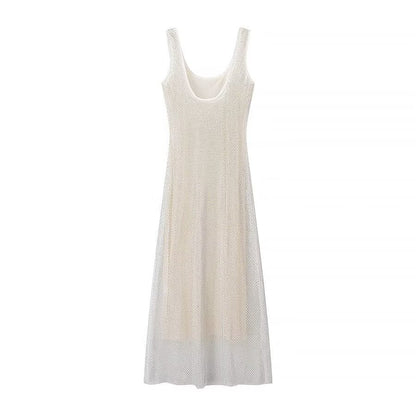 Fall Women Clothing Simple Light Diamond Vest Dress